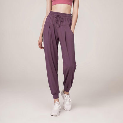 Quick Drying Loose Fit Slim Sweatpants Women'S Legged Running Fitness Solid Color Pocket High Waist Casual Yoga Pants