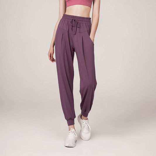 Quick Drying Loose Fit Slim Sweatpants Women'S Legged Running Fitness Solid Color Pocket High Waist Casual Yoga Pants