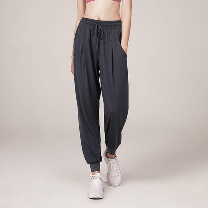 Quick Drying Loose Fit Slim Sweatpants Women'S Legged Running Fitness Solid Color Pocket High Waist Casual Yoga Pants