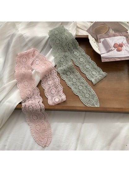 Haila - Lace Embroidered Sheer Scarf Headband - Elegant &amp; Versatile