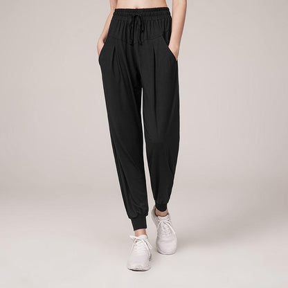 Quick Drying Loose Fit Slim Sweatpants Women'S Legged Running Fitness Solid Color Pocket High Waist Casual Yoga Pants