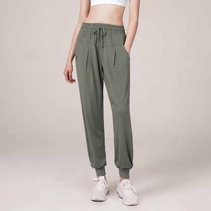 Quick Drying Loose Fit Slim Sweatpants Women'S Legged Running Fitness Solid Color Pocket High Waist Casual Yoga Pants