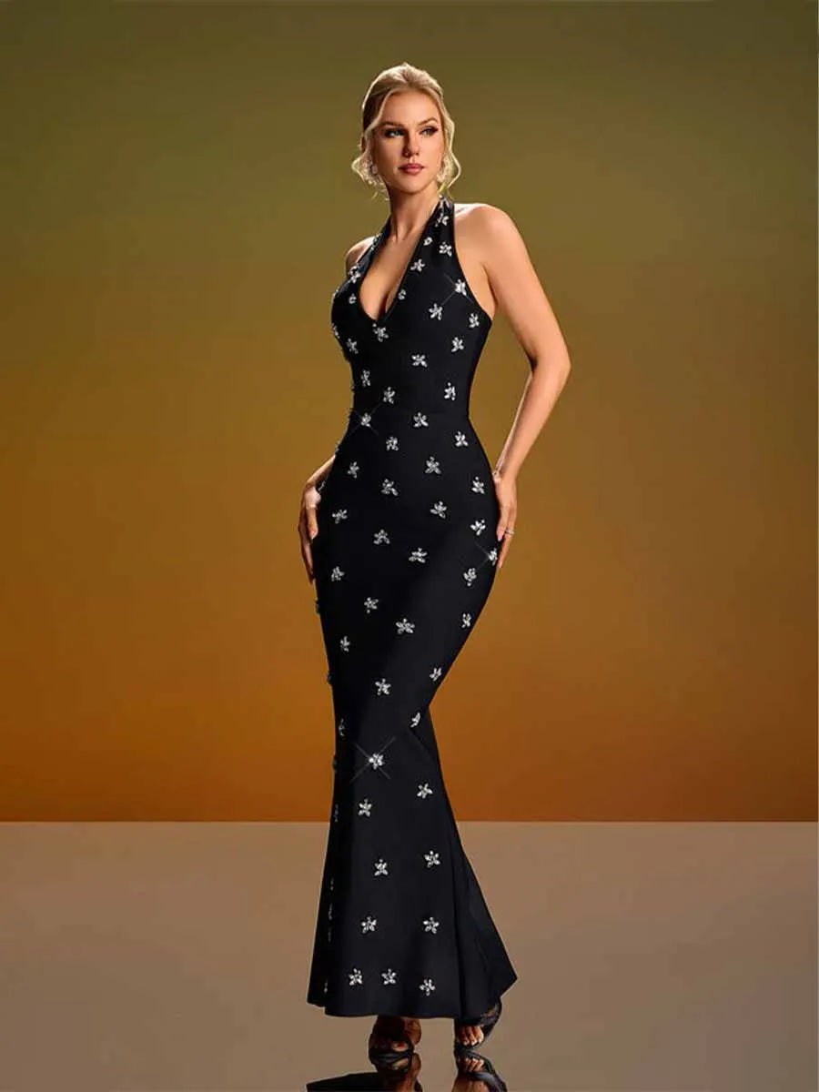 Celestine Rhinestone Mermaid Maxi Dress