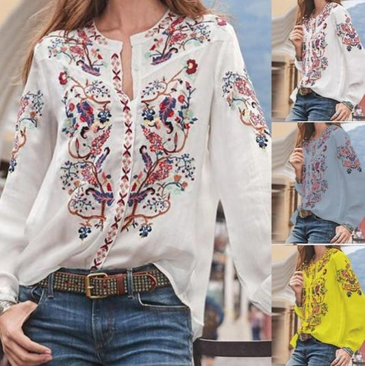 Summer Printed Long-Sleeved Women'S Shirt