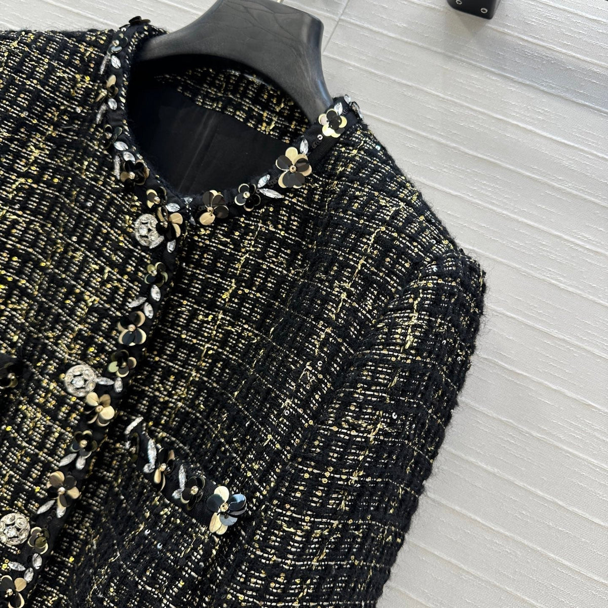 CC 25 Tweed Jacket Black Wool Polyamide
