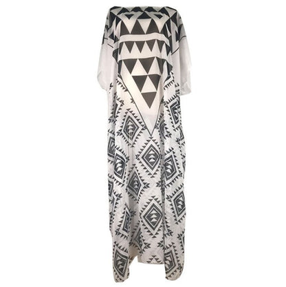 Chiffon Black And White Triangle Positioning Printing Holiday Dress Bikini Blouse