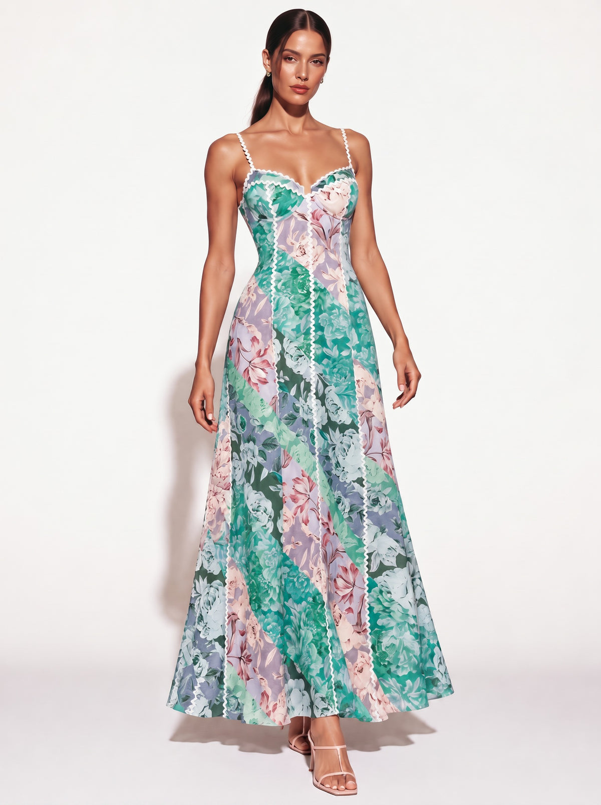 Noelle Paneled Print Camisole Maxi Dress