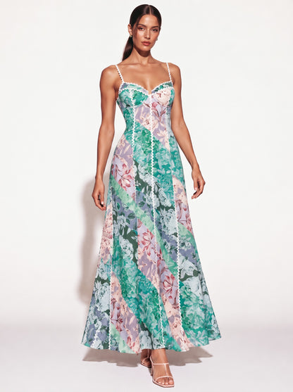 Noelle Paneled Print Camisole Maxi Dress