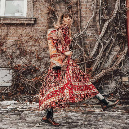 Bohemian Print Vintage Dress
