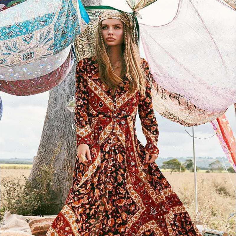 Bohemian Print Vintage Dress