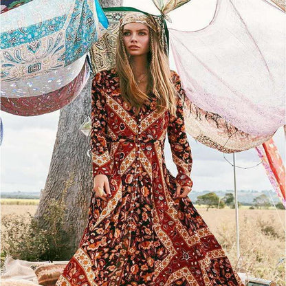 Bohemian Print Vintage Dress