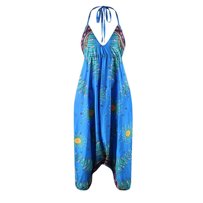 Summer Loose Wide-Leg Jumpsuit Suspenders V-Neck Sports Yoga Pants
