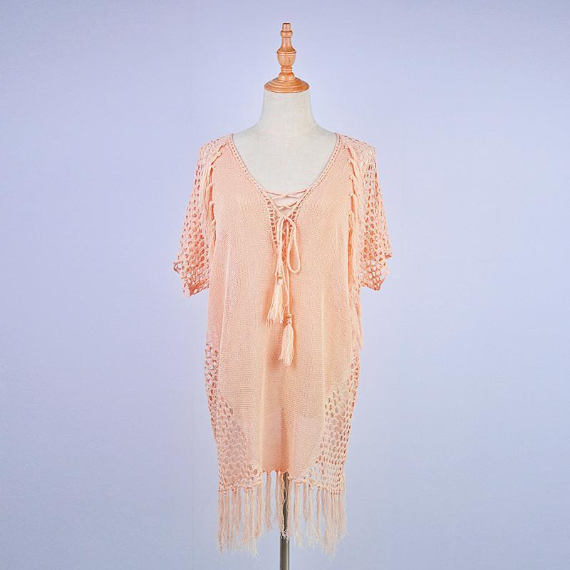 Knitted Sumyading Chest Strap Bikini Hoodie Blouse