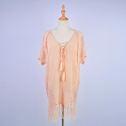 Knitted Sumyading Chest Strap Bikini Hoodie Blouse