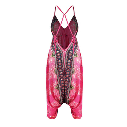 Summer Loose Wide-Leg Jumpsuit Suspenders V-Neck Sports Yoga Pants