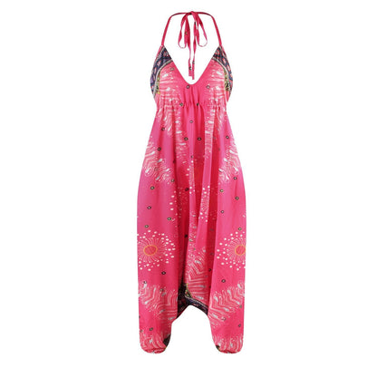 Summer Loose Wide-Leg Jumpsuit Suspenders V-Neck Sports Yoga Pants