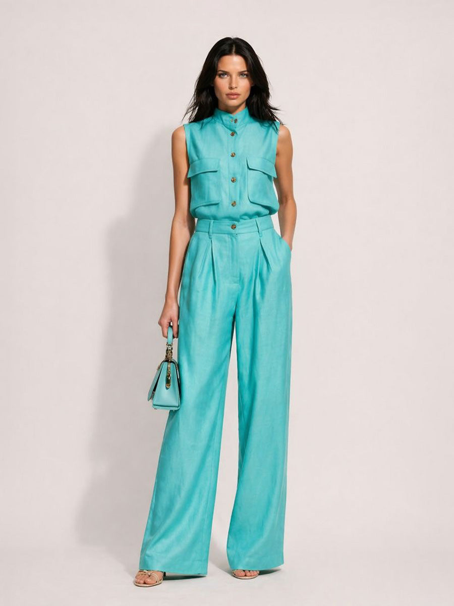 Briella Sleeveless Vest Wide-Leg Pants Set