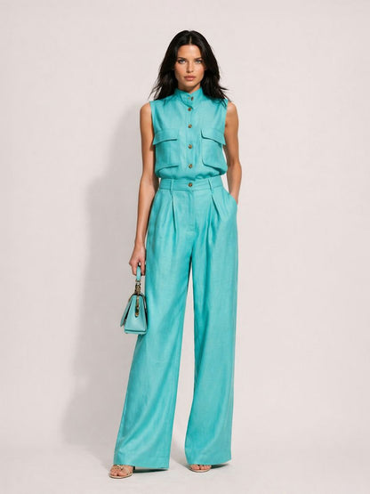 Briella Sleeveless Vest Wide-Leg Pants Set