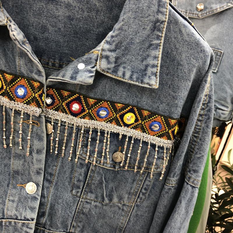 National Wind Embroidery  Old Water-Washing And Denim Jacket.