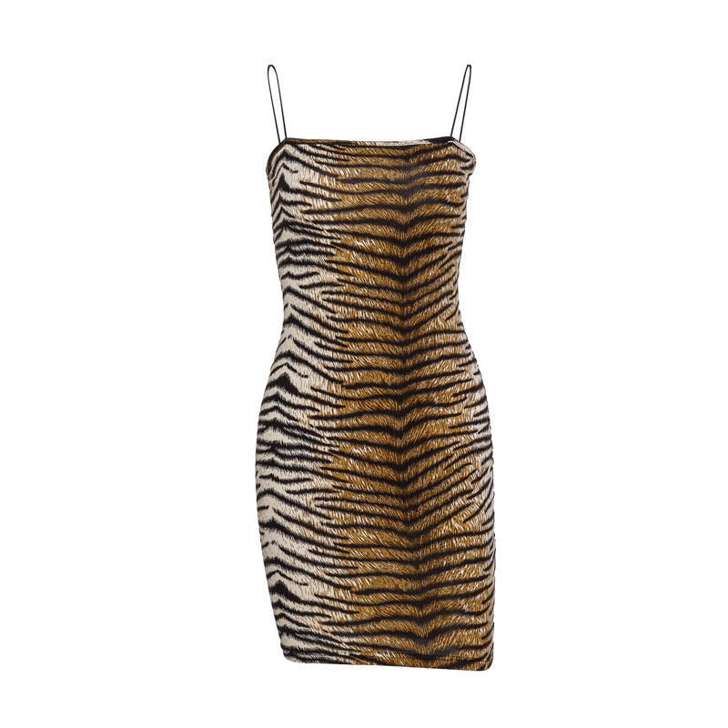 Leopard Print Slip Dress Elegant Chic Women's Dress