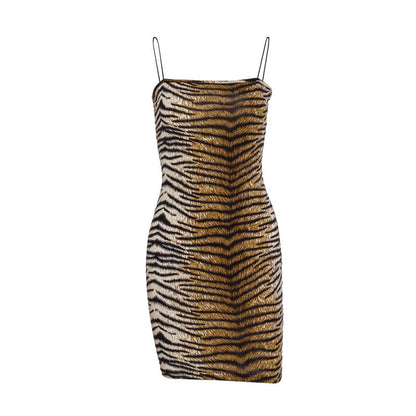Leopard Print Slip Dress Elegant Chic Women's Dress