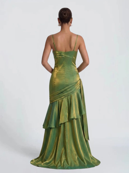 Allison Pleated Ruffle Maxi Dress