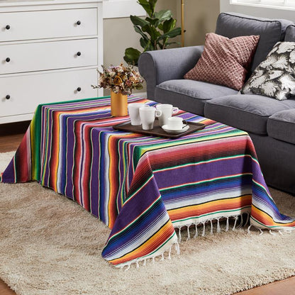 Mexican Style Party Tablecloth Table Flag Tassel Woven Tablecloth