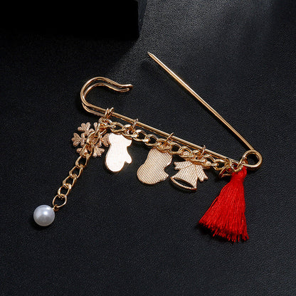 Funny Santa Claus Snowflake Cartoon Brooch