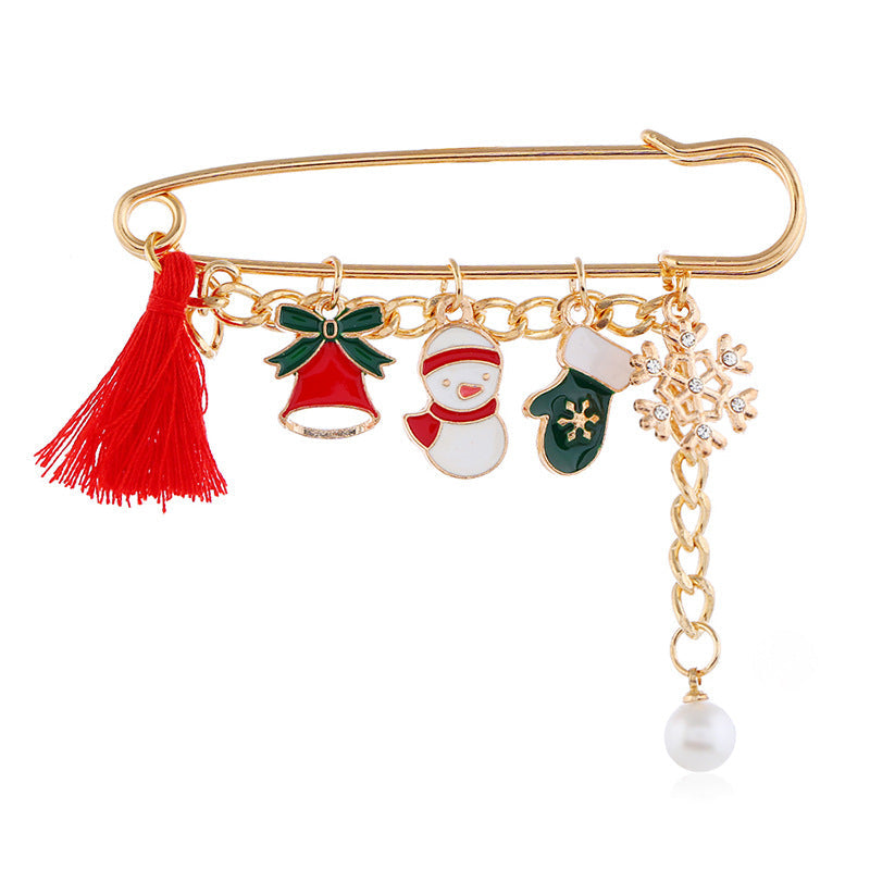 Funny Santa Claus Snowflake Cartoon Brooch