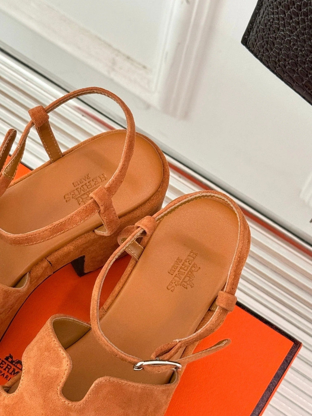 HM 25S JAM 30 HIGH-HEEL SANDAL IN TERRACOTTA ORANGE SUEDE