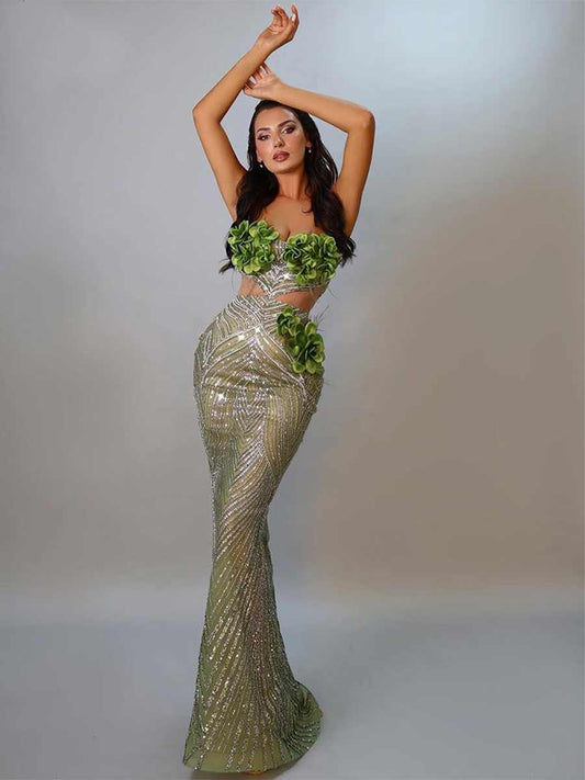 Calliope Floral Sequined Maxi Dress