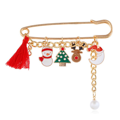Funny Santa Claus Snowflake Cartoon Brooch