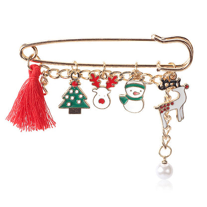Funny Santa Claus Snowflake Cartoon Brooch
