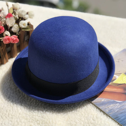 Vintage Wool Felt Roll Brim Hat for Women