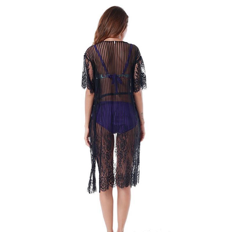 Sexy New Lace Half Sleeve Swimwear Beach Cardigan Bikini Cover Up