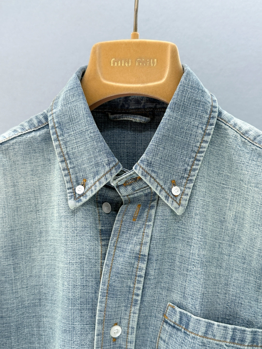 Miumiu 2026 Denim Shirt Light Blue Cotton