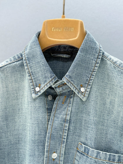 Miumiu 2026 Denim Shirt Light Blue Cotton