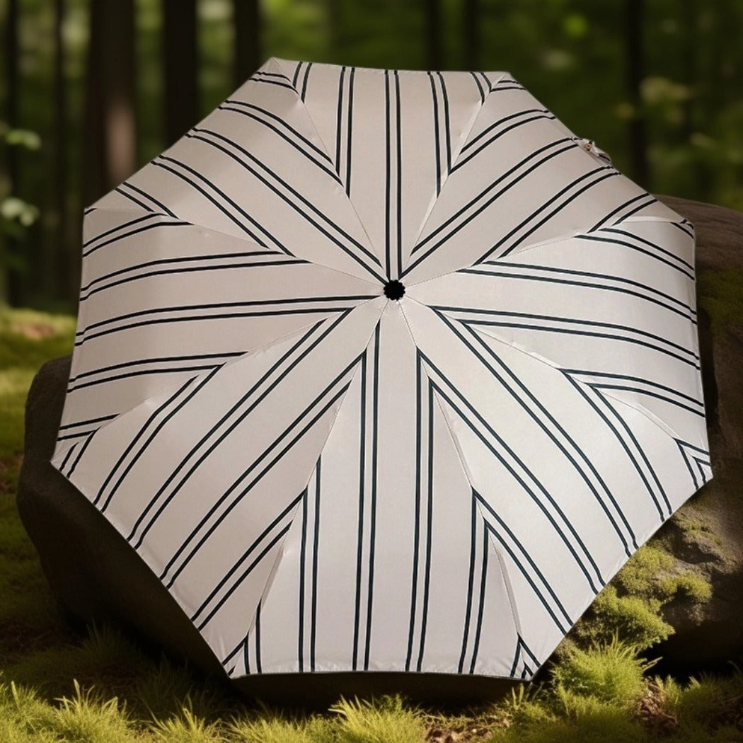 Rano - Beige &amp; Green Stripe Compact Umbrella (Auto/Manual)