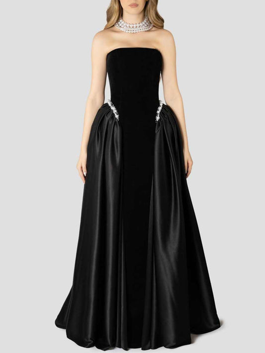 Mabel Pearl Strapless Maxi Dress In Black