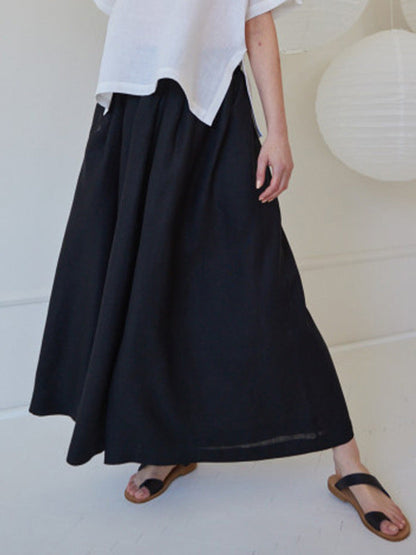 High Waisted Loose Pleated Pockets Solid Color Casual Pants Bottoms