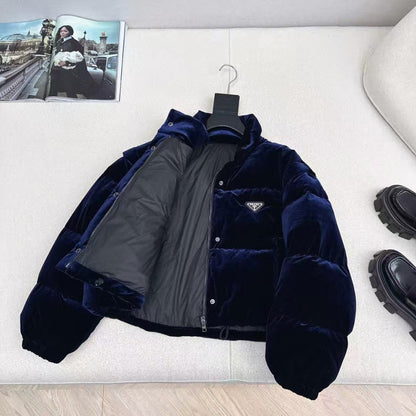 Prada Jacket Navy Blue Velvet Down