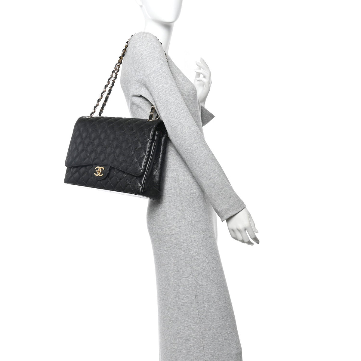 Caviar Quilted Maxi Double Flap Black