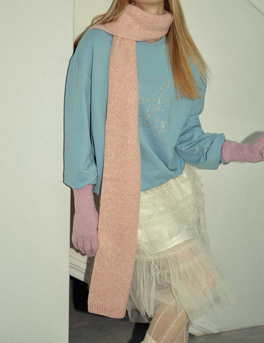 Winter Knit Solid Color Wool Blend Warm Scarf