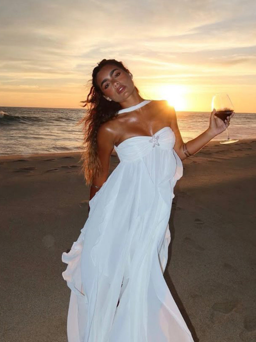 Stella Ruffle Strapless Maxi Dress