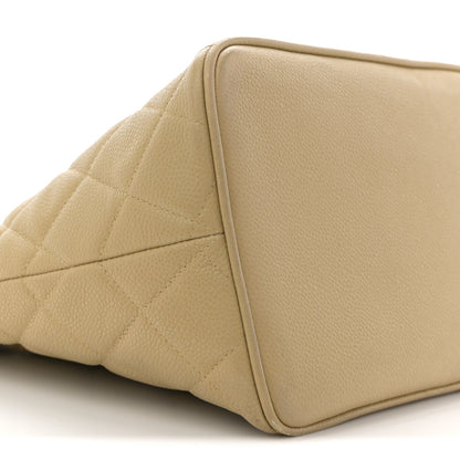 Caviar Quilted Medallion Tote Beige