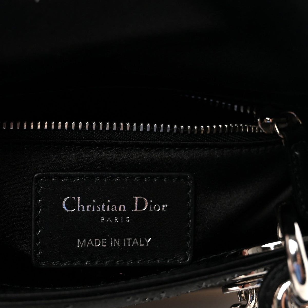 Satin Crystal Cannage Mini Lady Dior Black