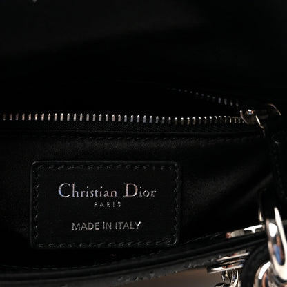 Satin Crystal Cannage Mini Lady Dior Black