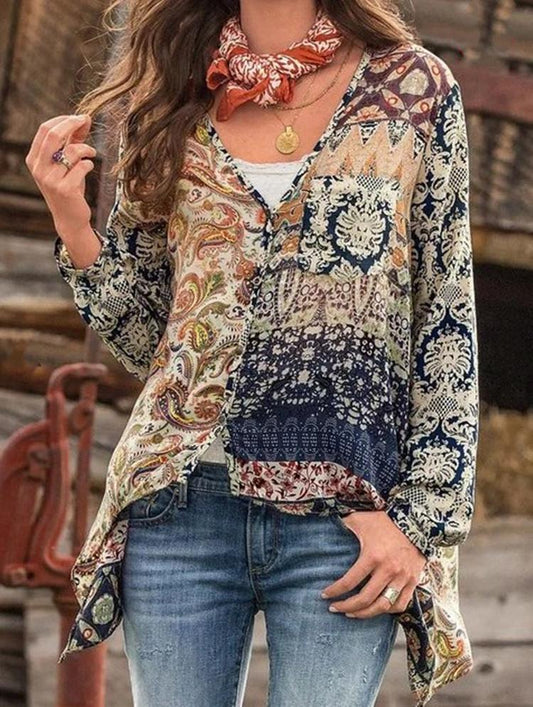 New Long-Sleeved V-Neck Casual Shirts And Tops