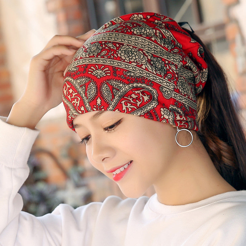 Pullover Hat Ethnic Style Bag Head Hat Pile Hat Dual-Purpose Bib