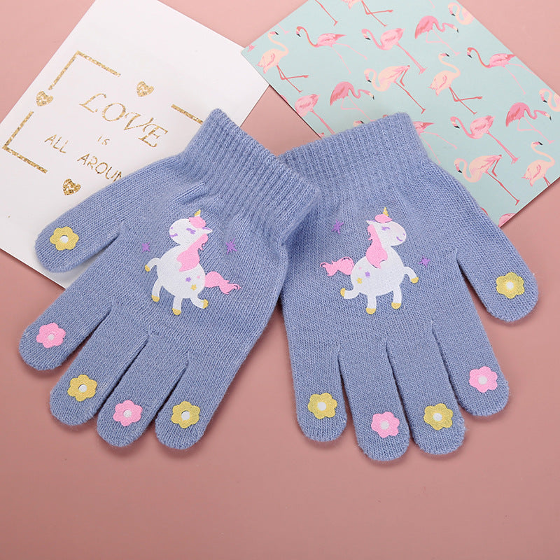 Cute Animal Kids' Fingerless Gloves Warm Non-Slip